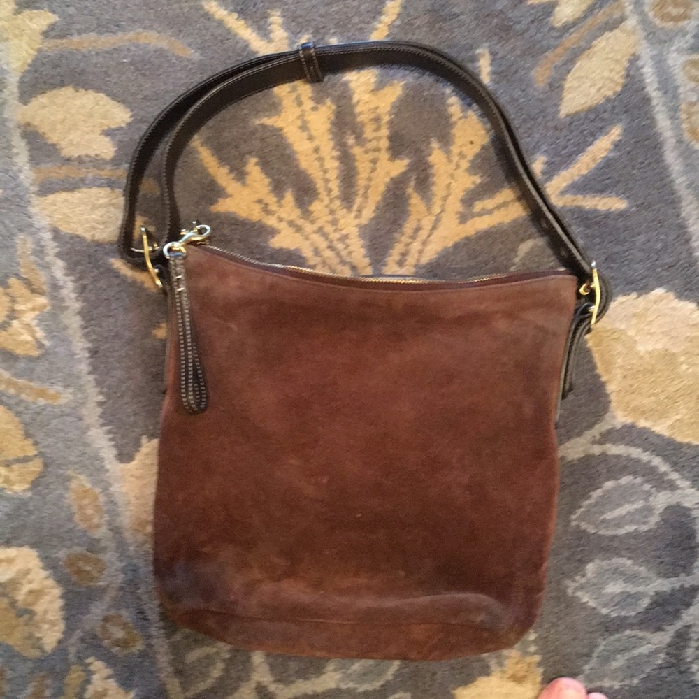 Coach suede bag with leather trim